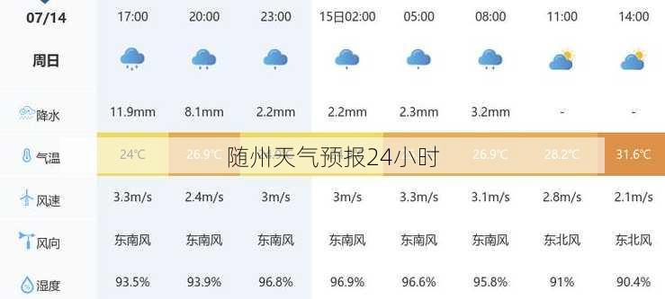 随州天气预报24小时