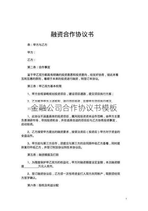 金融公司合作协议书模板