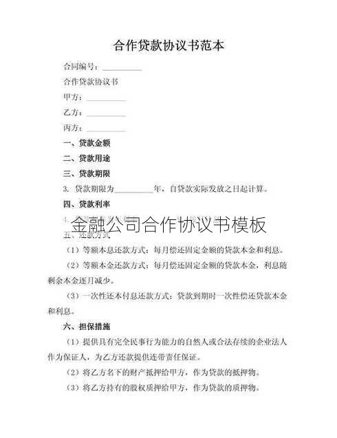 金融公司合作协议书模板