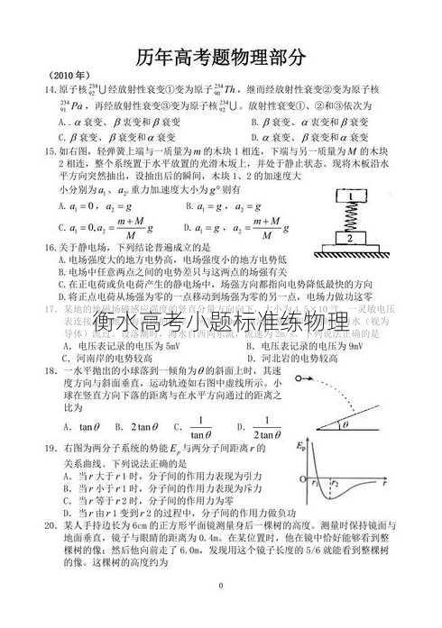 衡水高考小题标准练物理