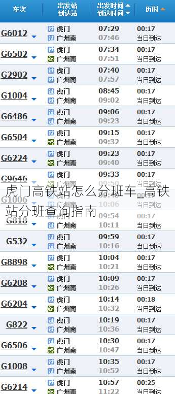 虎门高铁站怎么分班车_高铁站分班查询指南