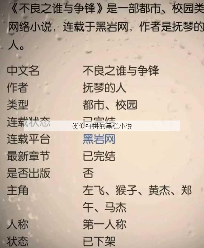 类似打拼的黑道小说