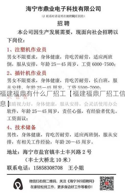 福建福鼎有什么厂招工【福建福鼎厂招工信息】