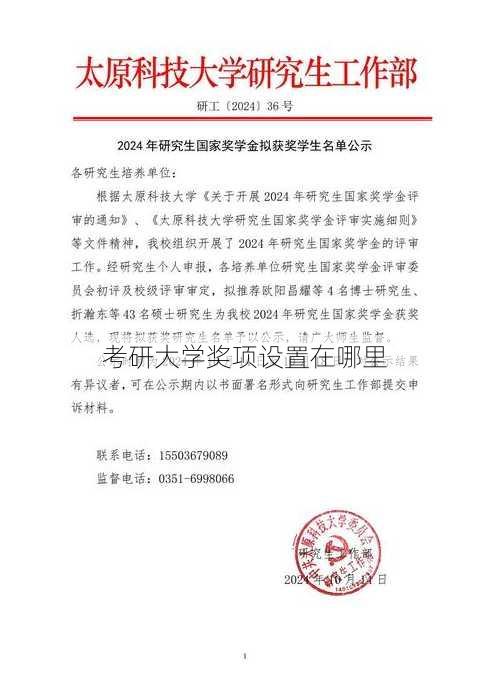 考研大学奖项设置在哪里