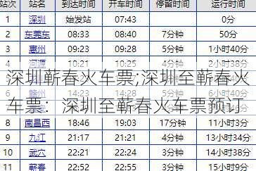 深圳蕲春火车票;深圳至蕲春火车票：深圳至蕲春火车票预订