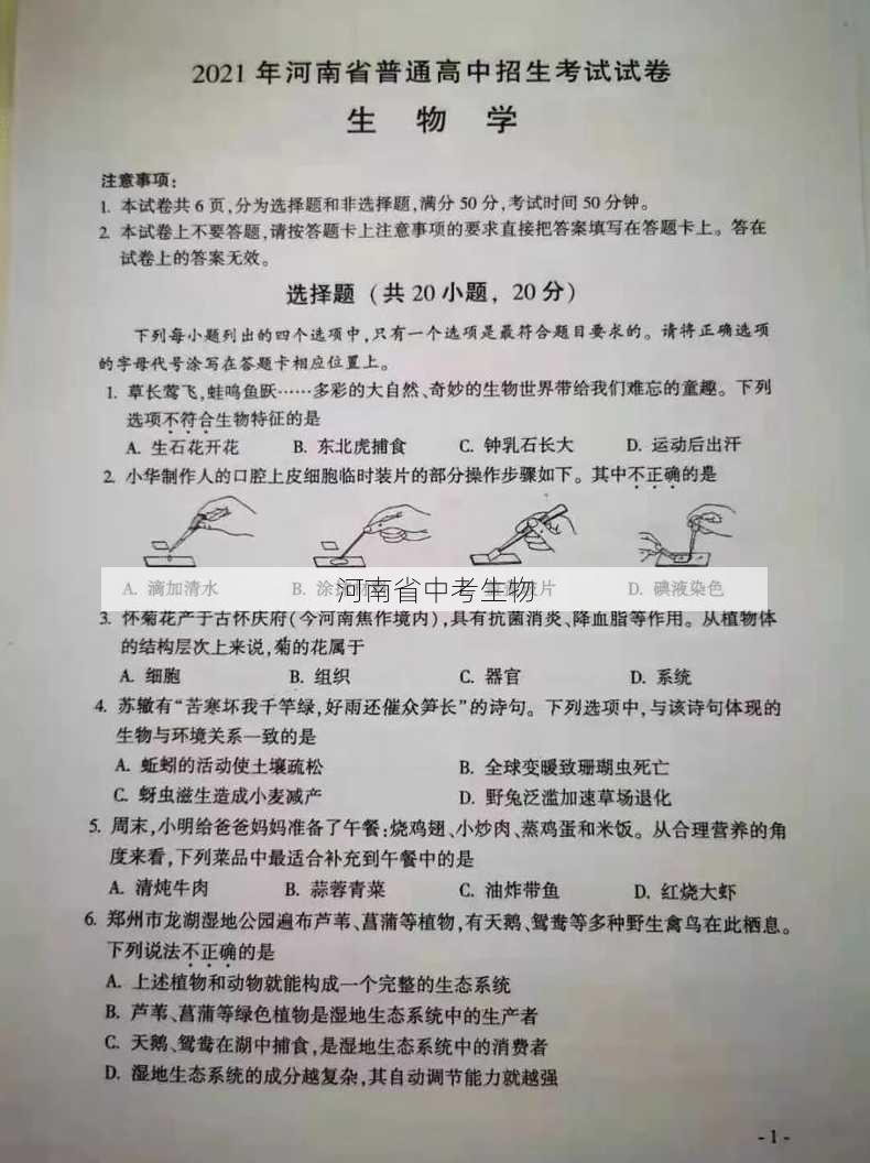 河南省中考生物