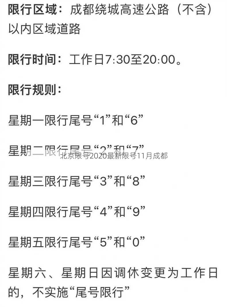 北京限号2020最新限号11月成都