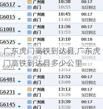 广东虎门高铁到达县,广东虎门高铁到达县多少公里