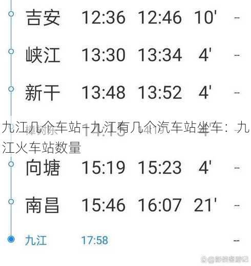九江几个车站—九江有几个汽车站坐车：九江火车站数量
