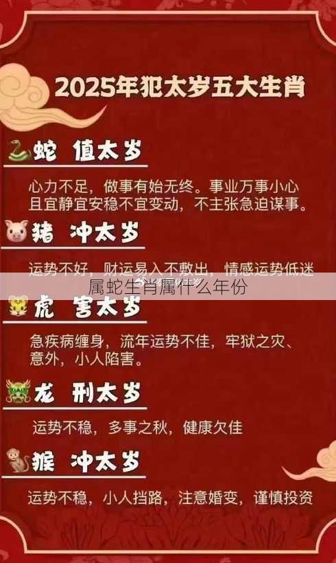 属蛇生肖属什么年份