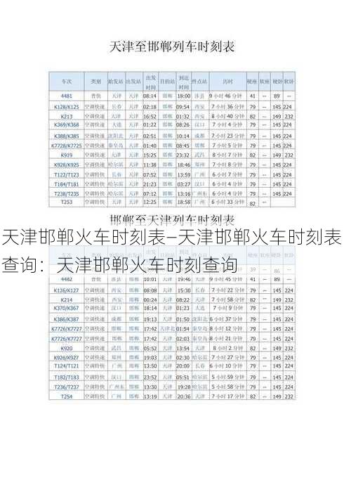 天津邯郸火车时刻表—天津邯郸火车时刻表查询：天津邯郸火车时刻查询