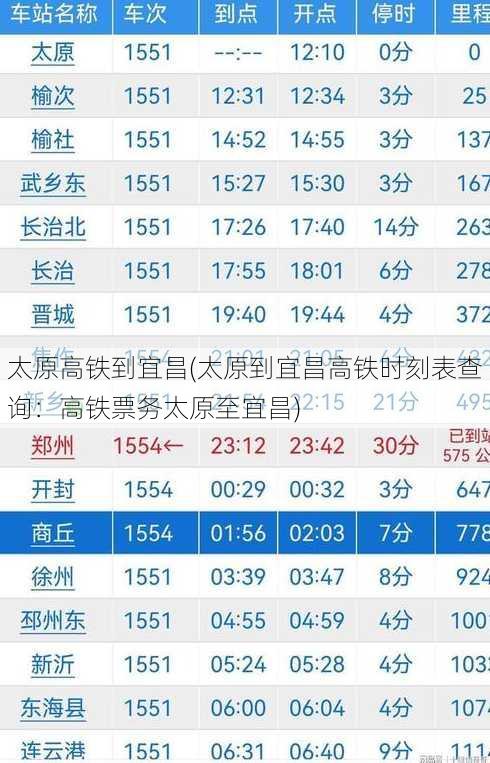 太原高铁到宜昌(太原到宜昌高铁时刻表查询：高铁票务太原至宜昌)