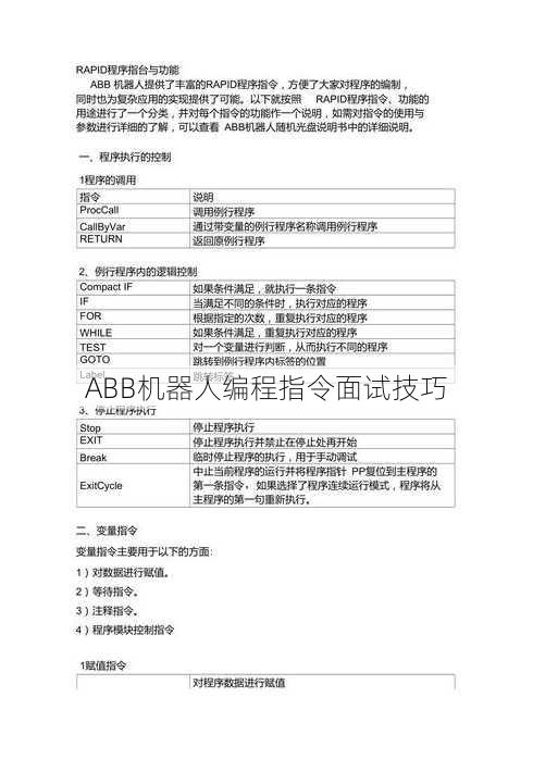 ABB机器人编程指令面试技巧