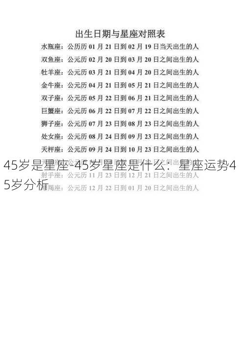 45岁是星座-45岁星座是什么：星座运势45岁分析