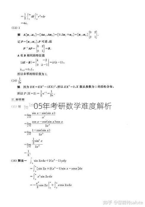 05年考研数学难度解析