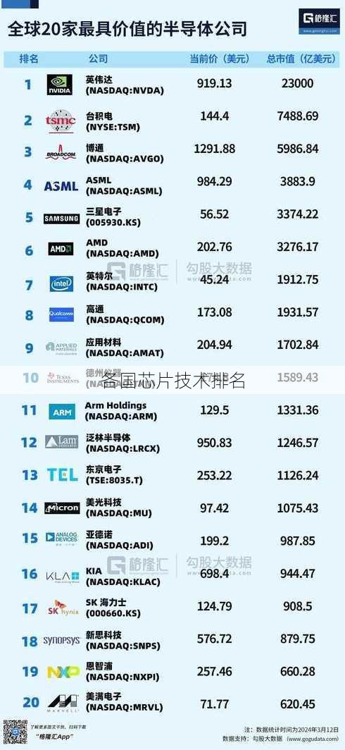 各国芯片技术排名