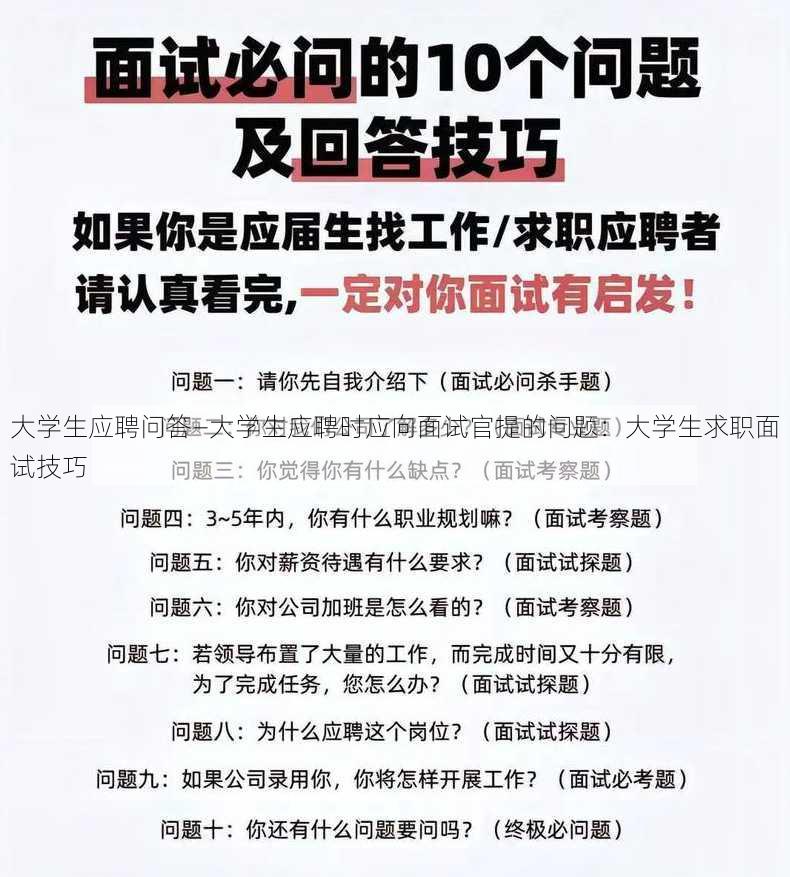 大学生应聘问答—大学生应聘时应向面试官提的问题：大学生求职面试技巧