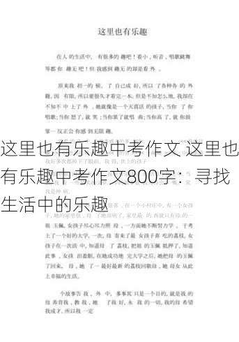 这里也有乐趣中考作文 这里也有乐趣中考作文800字：寻找生活中的乐趣