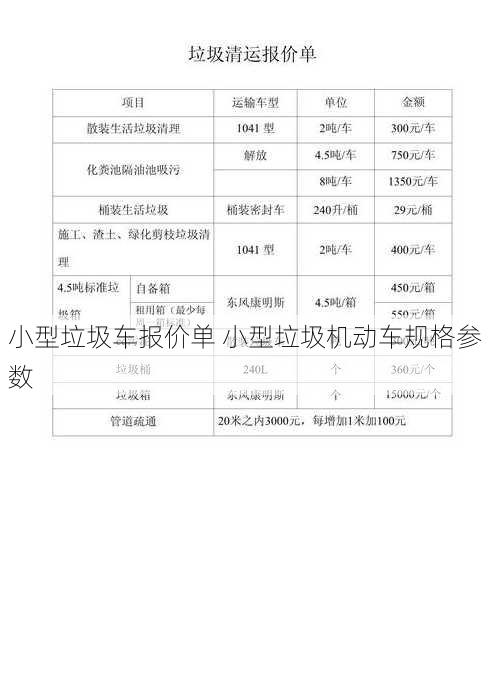 小型垃圾车报价单 小型垃圾机动车规格参数