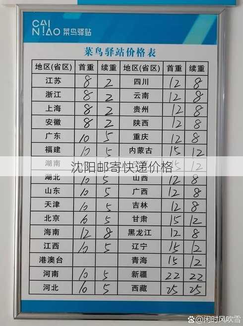 沈阳邮寄快递价格