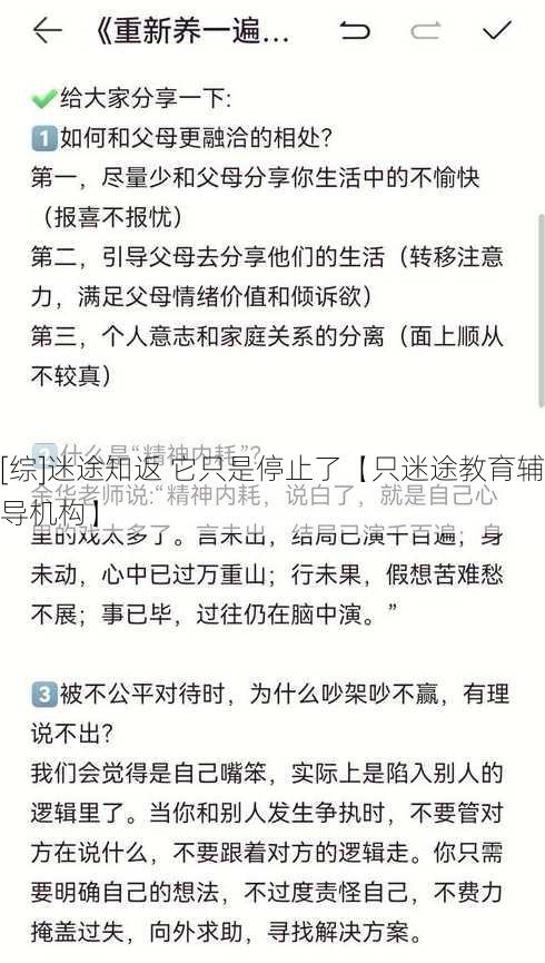 [综]迷途知返 它只是停止了【只迷途教育辅导机构】