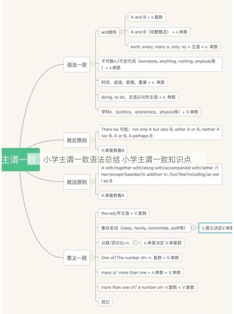 小学主谓一致语法总结 小学主谓一致知识点