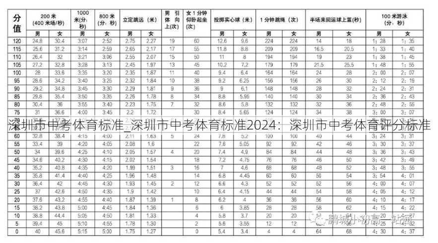 深圳市中考体育标准_深圳市中考体育标准2024：深圳市中考体育评分标准