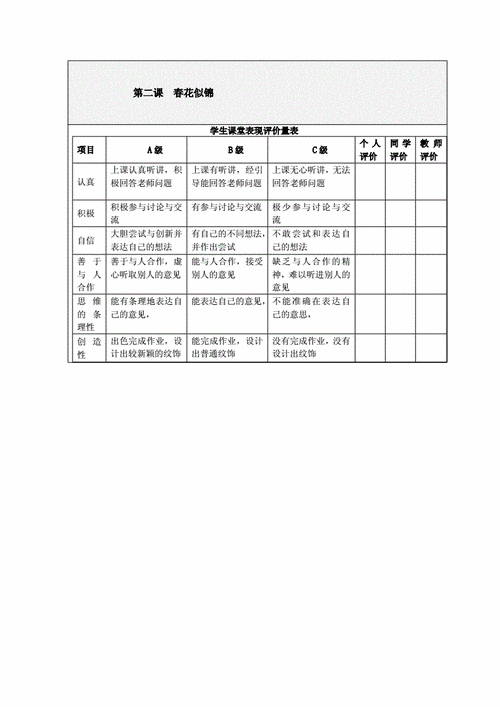 小学生表现评价栏