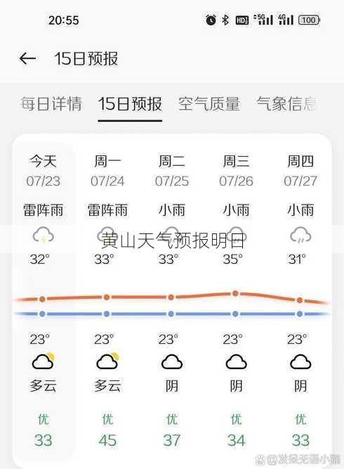 黄山天气预报明日