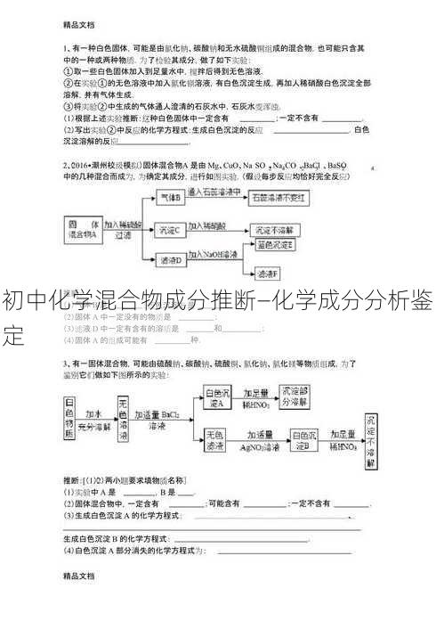 初中化学混合物成分推断—化学成分分析鉴定