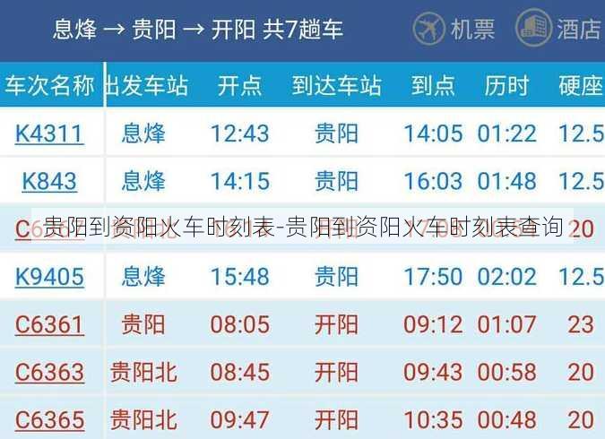 贵阳到资阳火车时刻表-贵阳到资阳火车时刻表查询