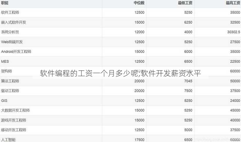 软件编程的工资一个月多少呢;软件开发薪资水平