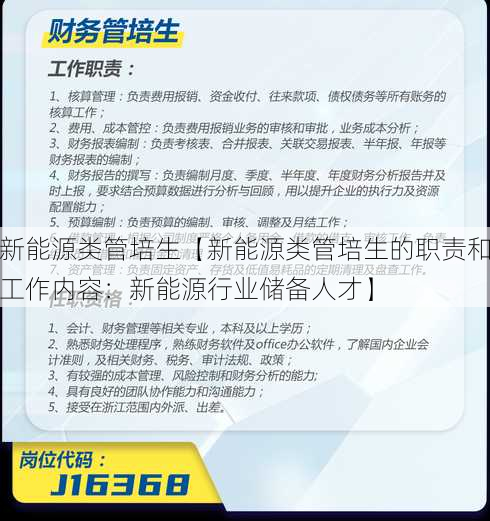 新能源类管培生【新能源类管培生的职责和工作内容：新能源行业储备人才】