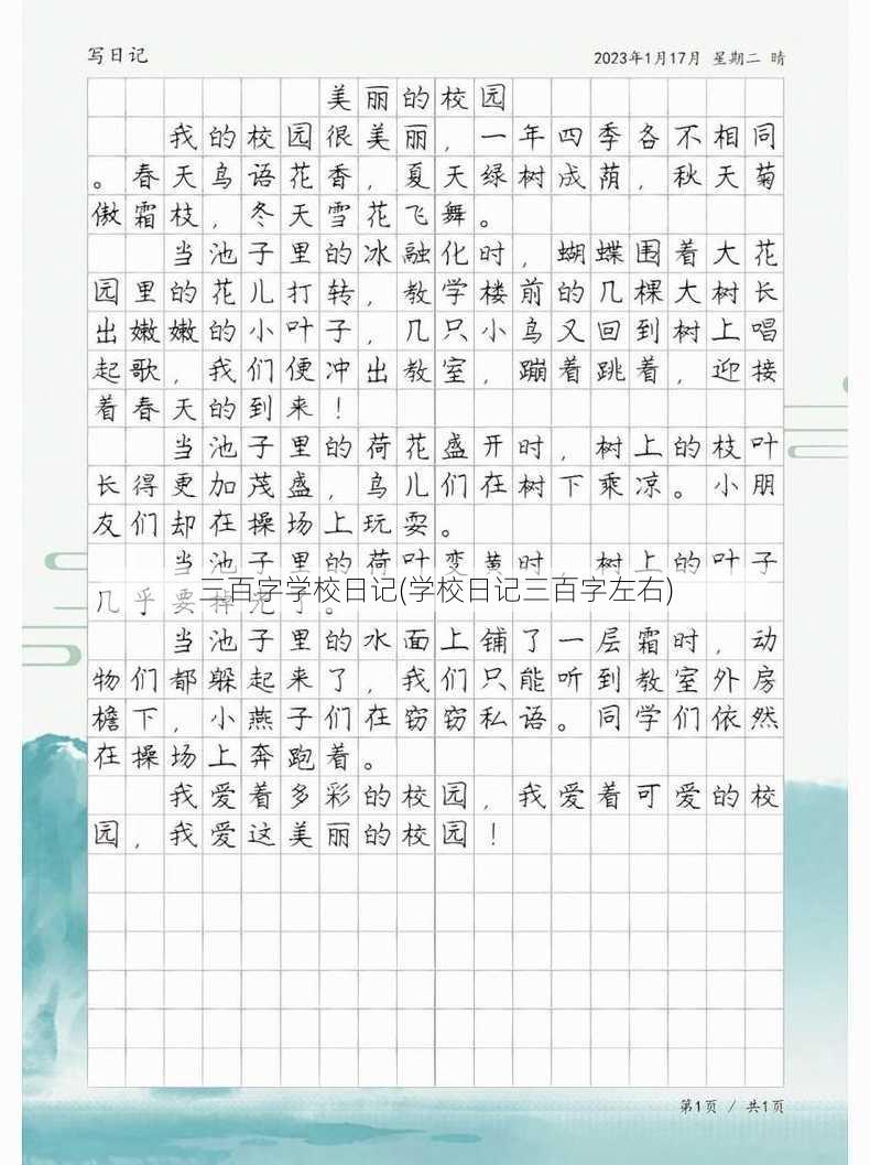 三百字学校日记(学校日记三百字左右)