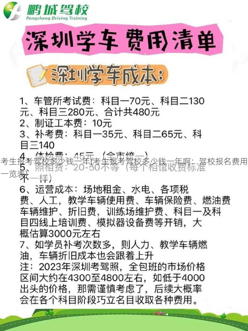 考生报考驾校多少钱一年(考生报考驾校多少钱一年啊：驾校报名费用一览表)