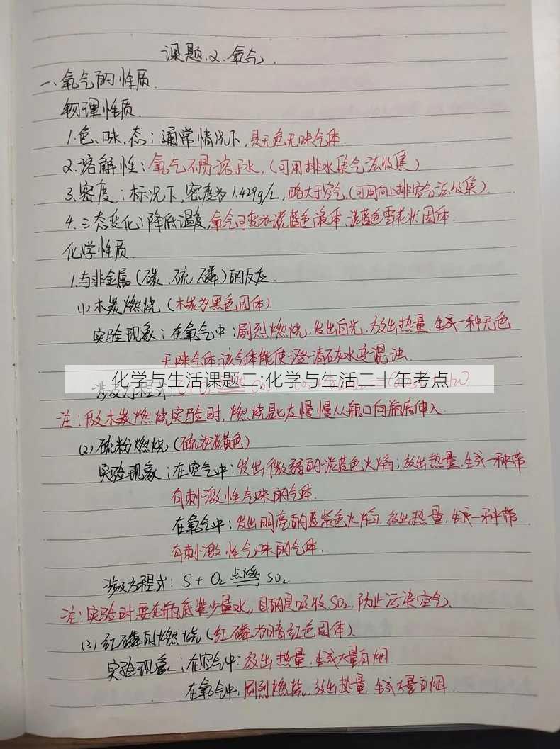 化学与生活课题二;化学与生活二十年考点